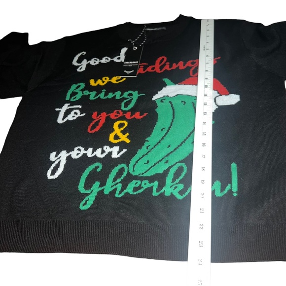 Threadbare Plus Christmas Gherkin Women’s Crew-Neck Knit Sweater In Black 12US - Picture 11 of 16